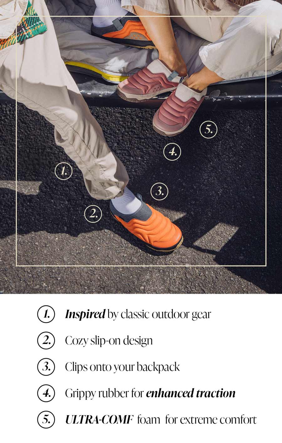 A diagram explaining the features of the Teva 'ReEmber Terrain' shoe.