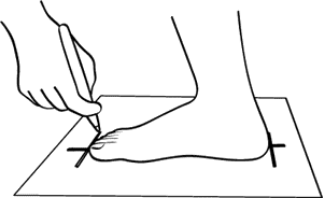 Use a piece of paper to measure the length of your foot from heel to toe