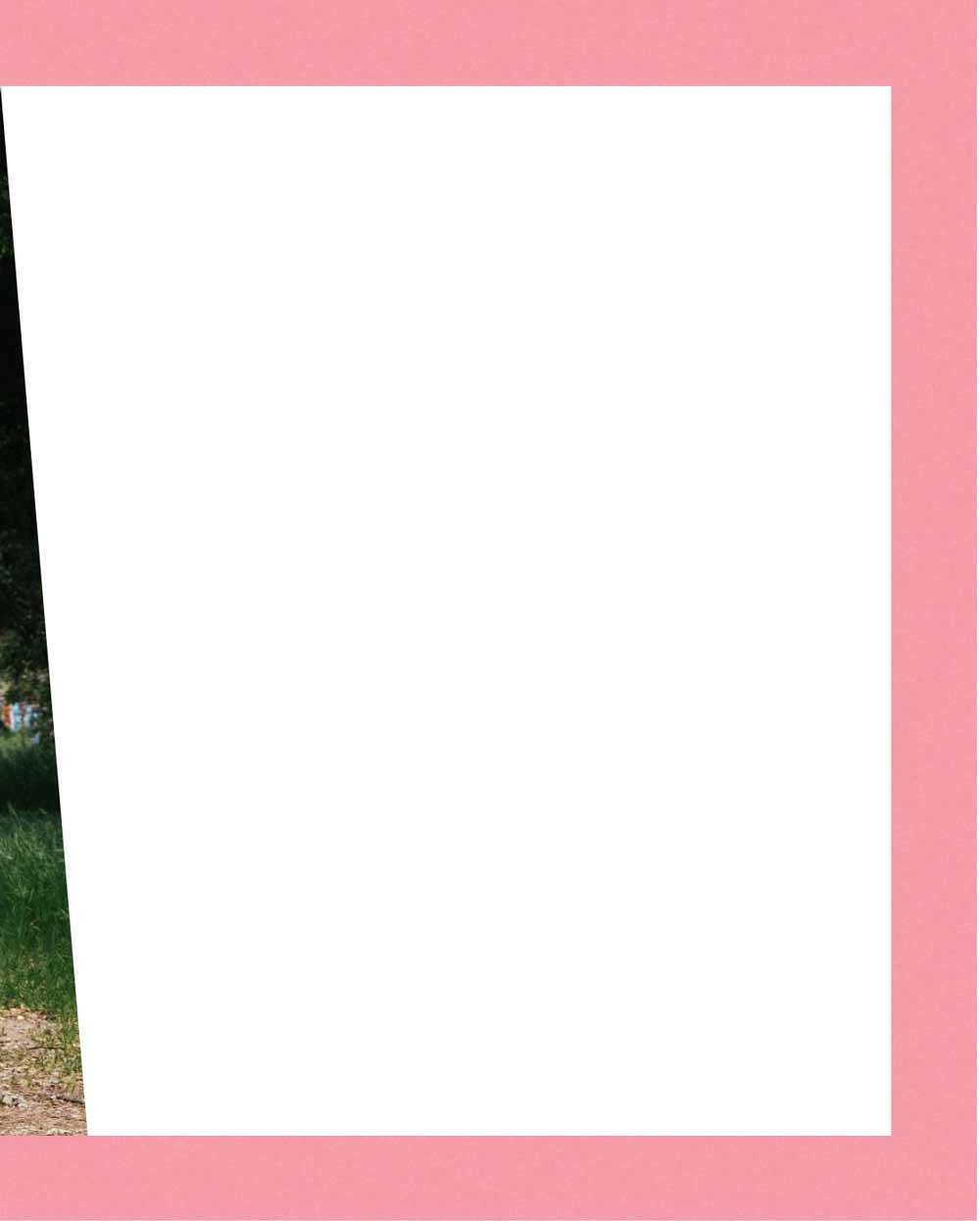 White background with pink border