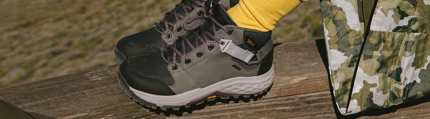 Close up of a pair of Teva hiking shoes.